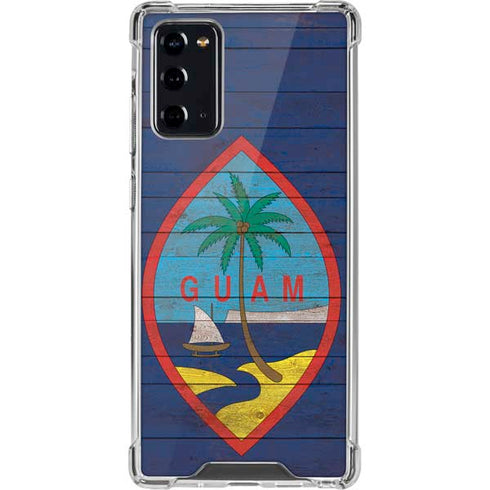 Guam Flag Dark Wood Galaxy Note20 5G Clear Case